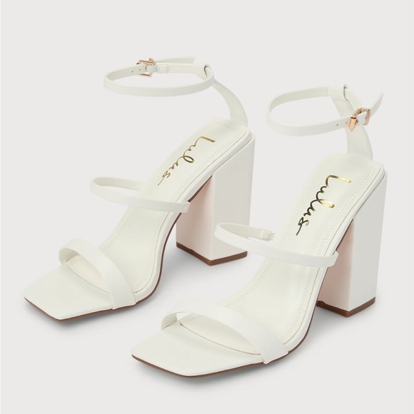 Lulu’s Mabie White Ankle Strap High Heel Sandals - Picture 3 of 4